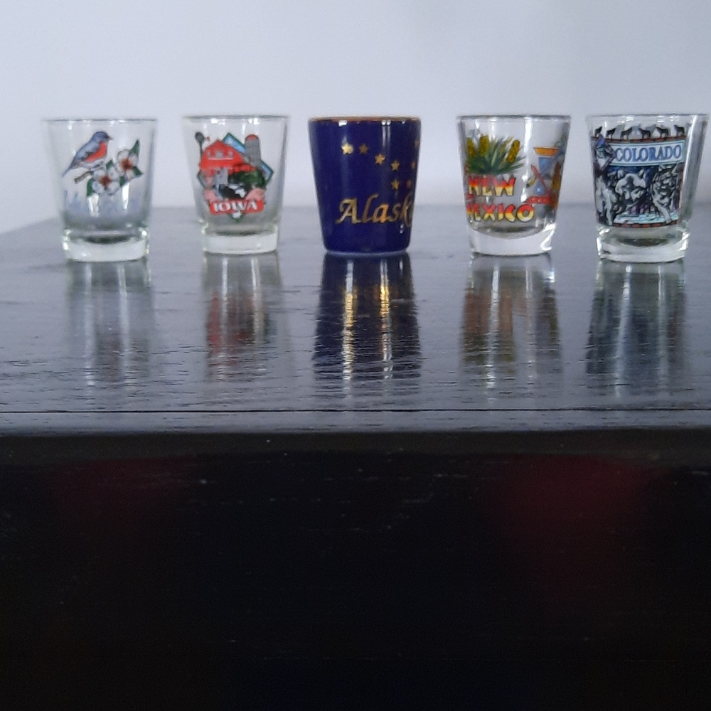 Set of state shot glasses